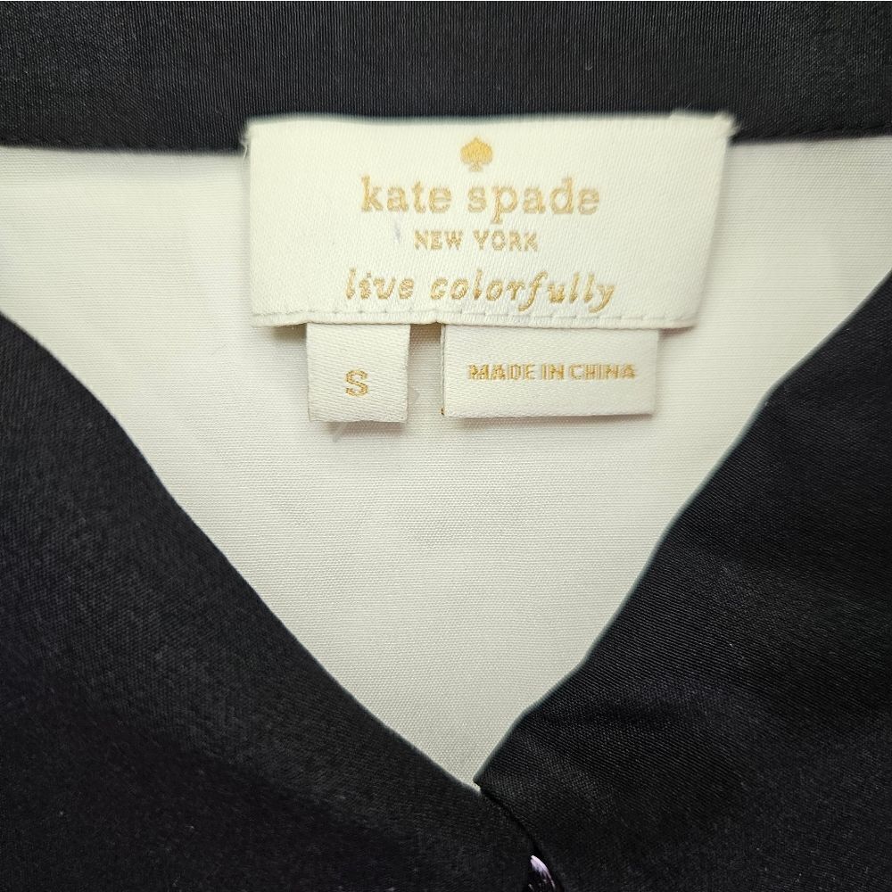 Kate Spade Bow Placket 100% Silk Long Sleeve Go Fly a Kite Collared Blouse Top S - Picture 9 of 9